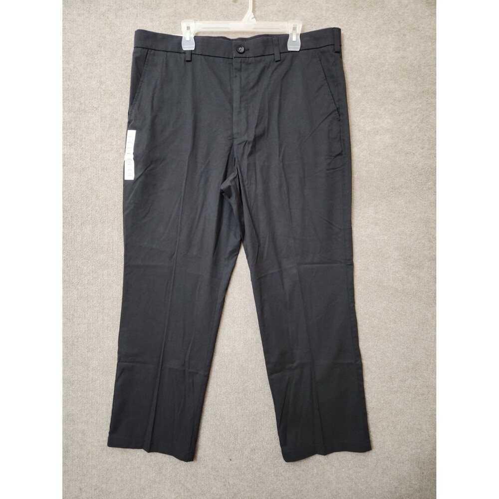 Croft Barrow Easy Care Khaki Pants Mens 40x32 Dark Gray Classic Fit Stretch NEW